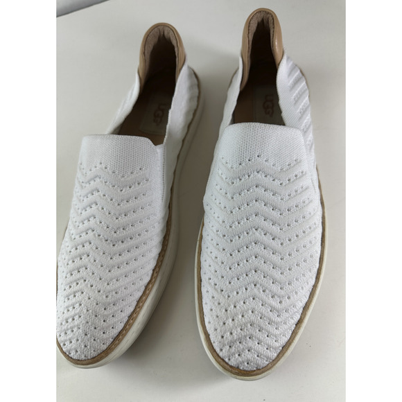 UGG Sammy Chevron Sneakers Slip On Walking Shoes White & Tan Women's Size 10 - Picture 8 of 16